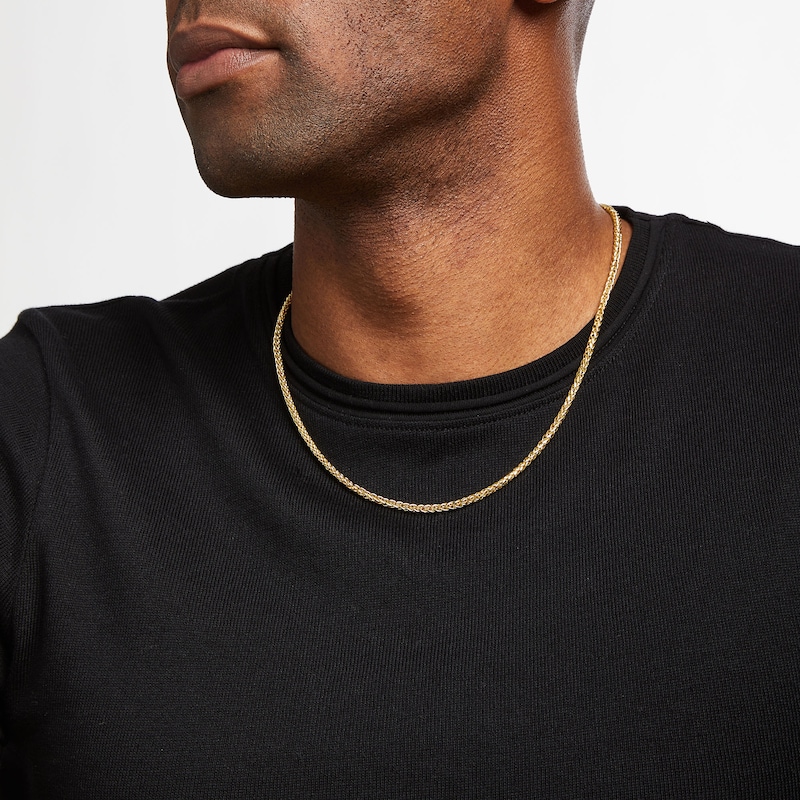Main Image 4 of Wheat Chain Necklace Hollow 10K Yellow Gold 20&quot;