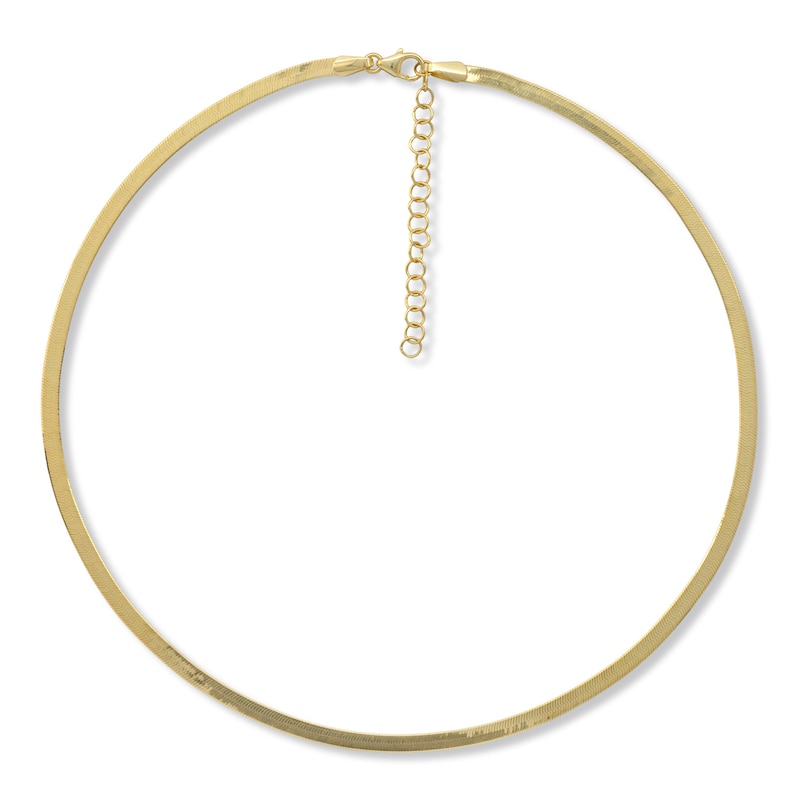 Solid Herringbone Necklace 10K Yellow Gold 18"