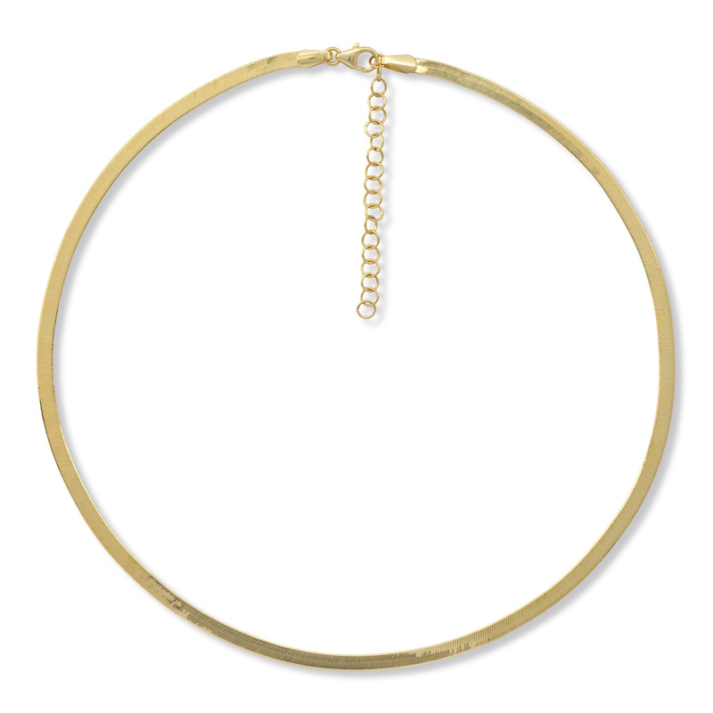 Solid Herringbone Necklace 10K Yellow Gold 20"