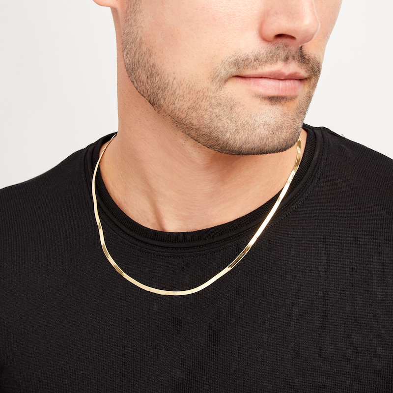 Main Image 2 of Herringbone Necklace Solid 10K Yellow Gold 20&quot;