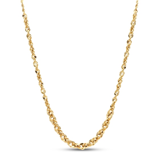 Rope Chain Necklace Hollow 10K Yellow Gold 18"