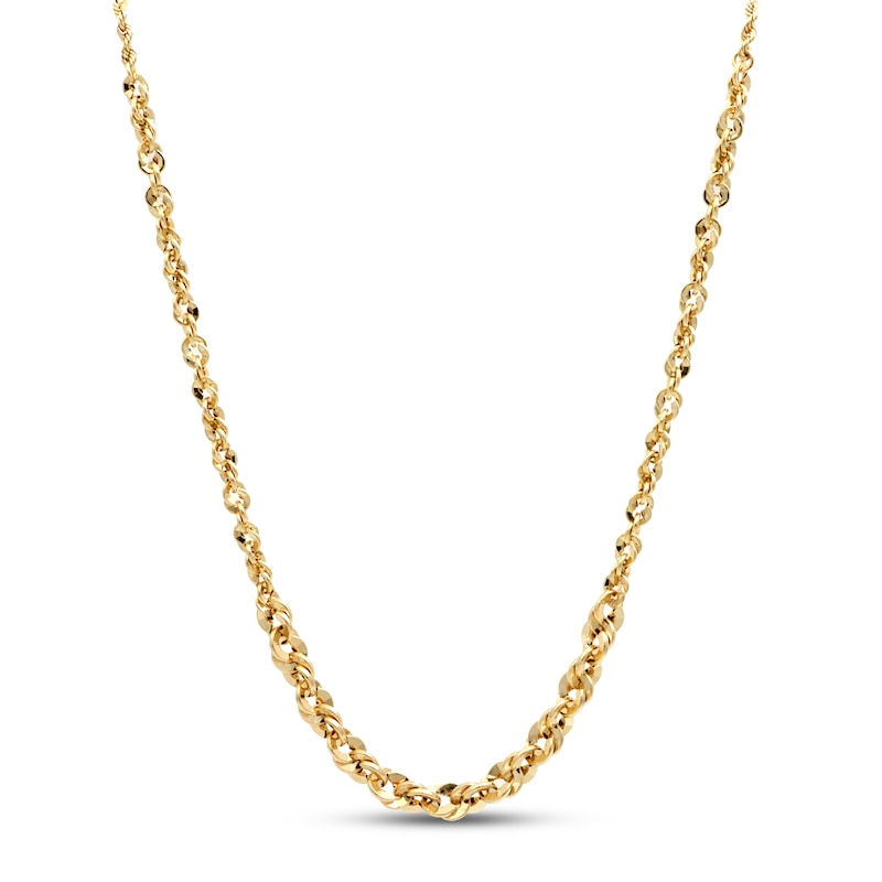 Main Image 1 of Rope Chain Necklace Hollow 10K Yellow Gold 18&quot;
