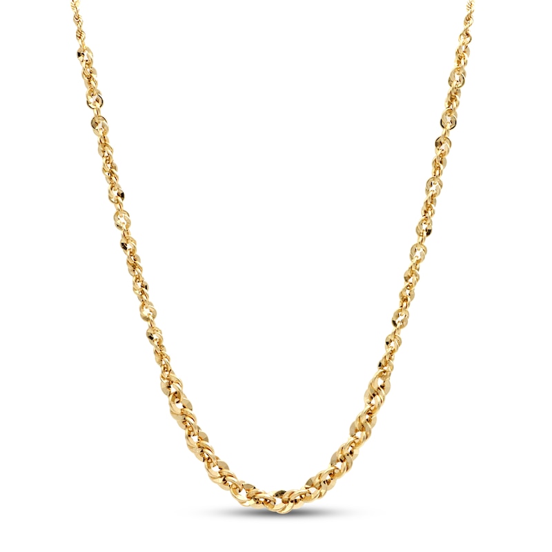 Solid Rope Chain Necklace 10K Yellow Gold 18