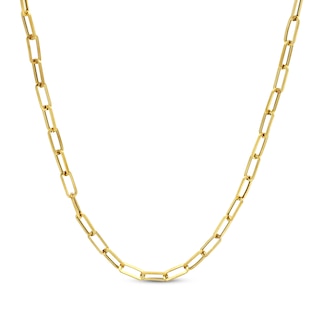 Paperclip Chain Necklace Hollow 10K Yellow Gold 18"