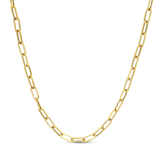 Paperclip Necklace Hollow 10K Yellow Gold 18"