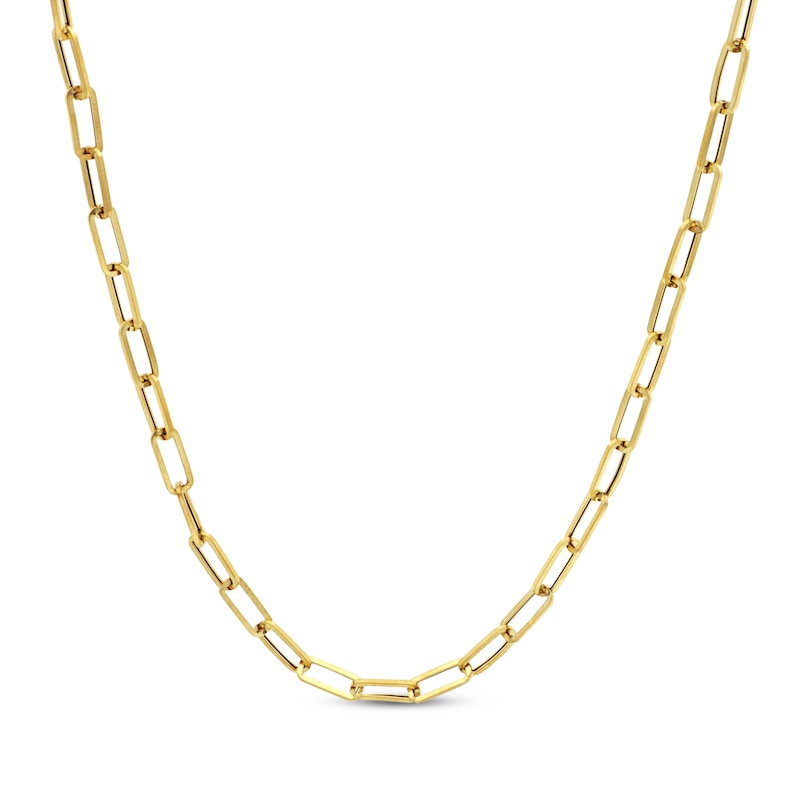 Hollow Paperclip Necklace 10K Yellow Gold 18"