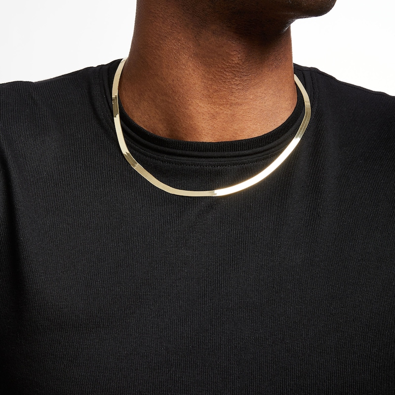 Main Image 4 of Herringbone Chain Necklace Solid 10K Yellow Gold 20&quot;