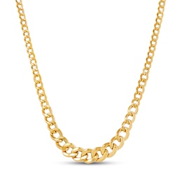 Curb Chain Necklace Hollow 14K Yellow Gold 17"