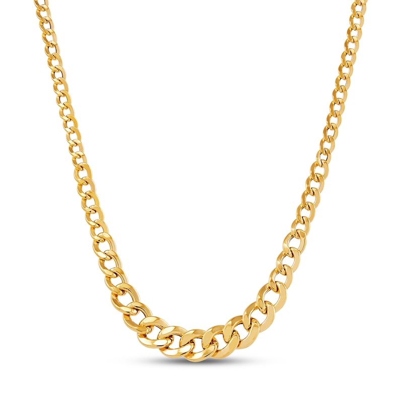 Main Image 1 of Curb Chain Necklace Hollow 14K Yellow Gold 17&quot;