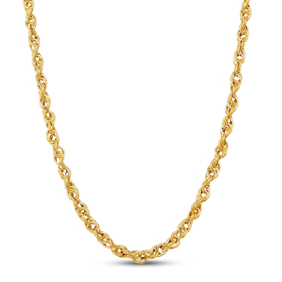 Hollow Rope Chain Necklace 10K Yellow Gold 20"