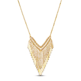 Beaded Tiered Necklace 10K Yellow Gold 17"