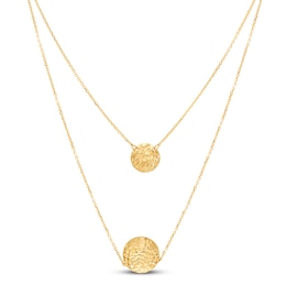 Layered Concave Disc Necklace 14K Yellow Gold 17"