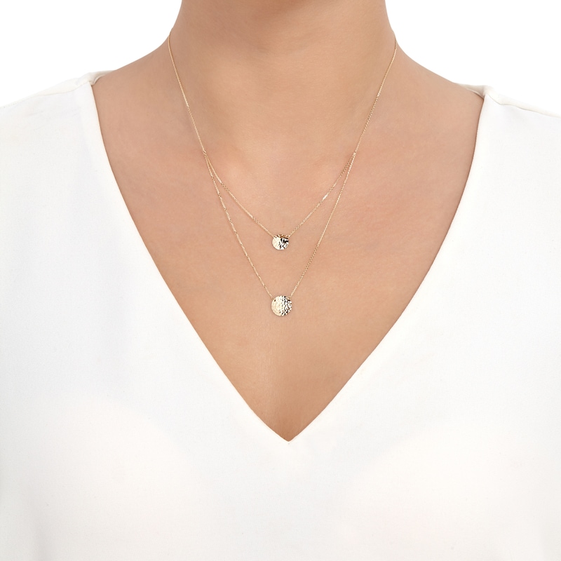 Main Image 3 of Layered Concave Disc Necklace 14K Yellow Gold 17&quot;