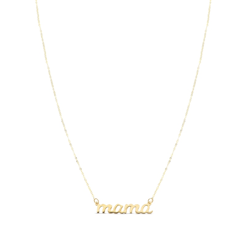 Mama Script Necklace 10K Yellow Gold 18" with 360