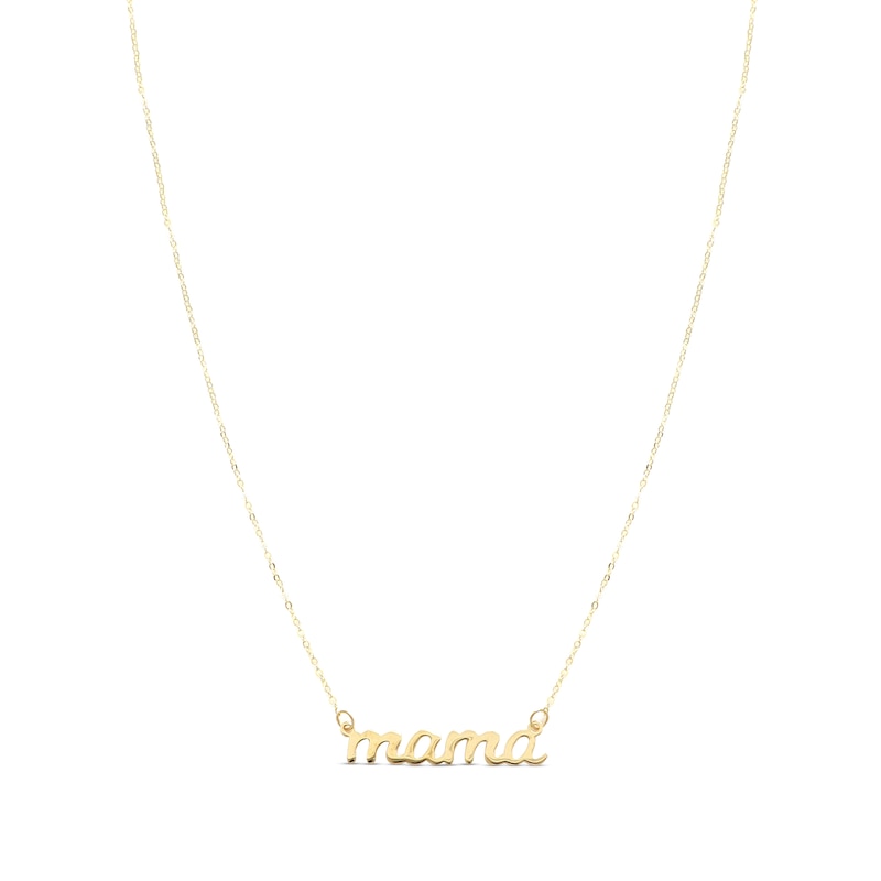 Mama Script Necklace 10K Yellow Gold 18"