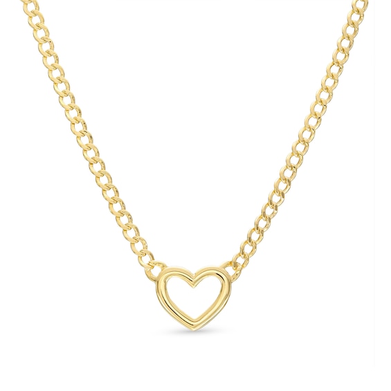 Kay Heart Curb Chain Necklace 10K Yellow Gold 18"