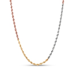 Hollow Rope Chain Necklace 14K Tri-Tone Gold 18&quot;