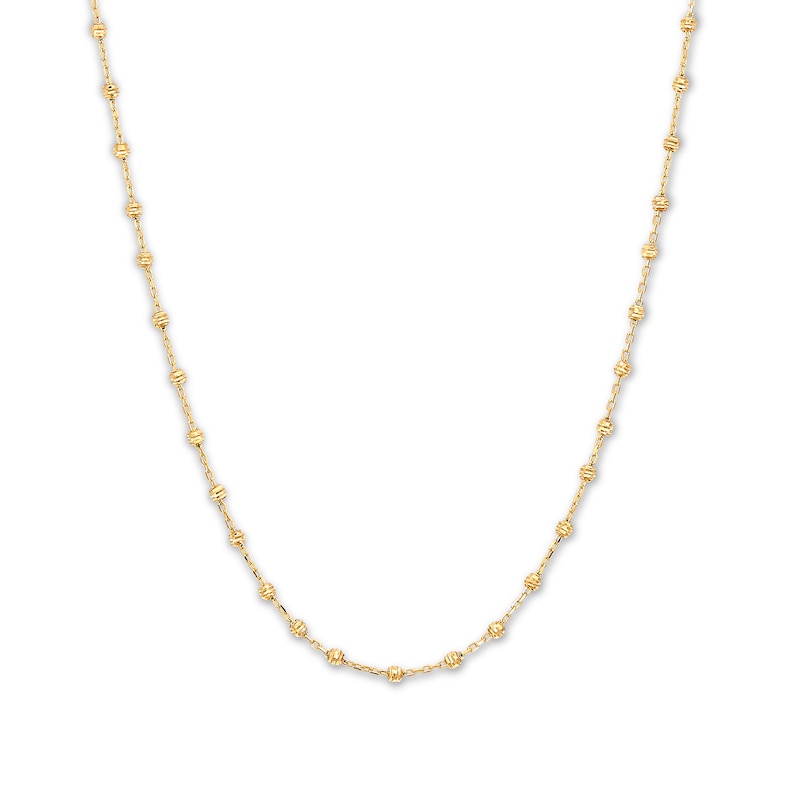 Beaded Chain Necklace 10K Yellow Gold 17"