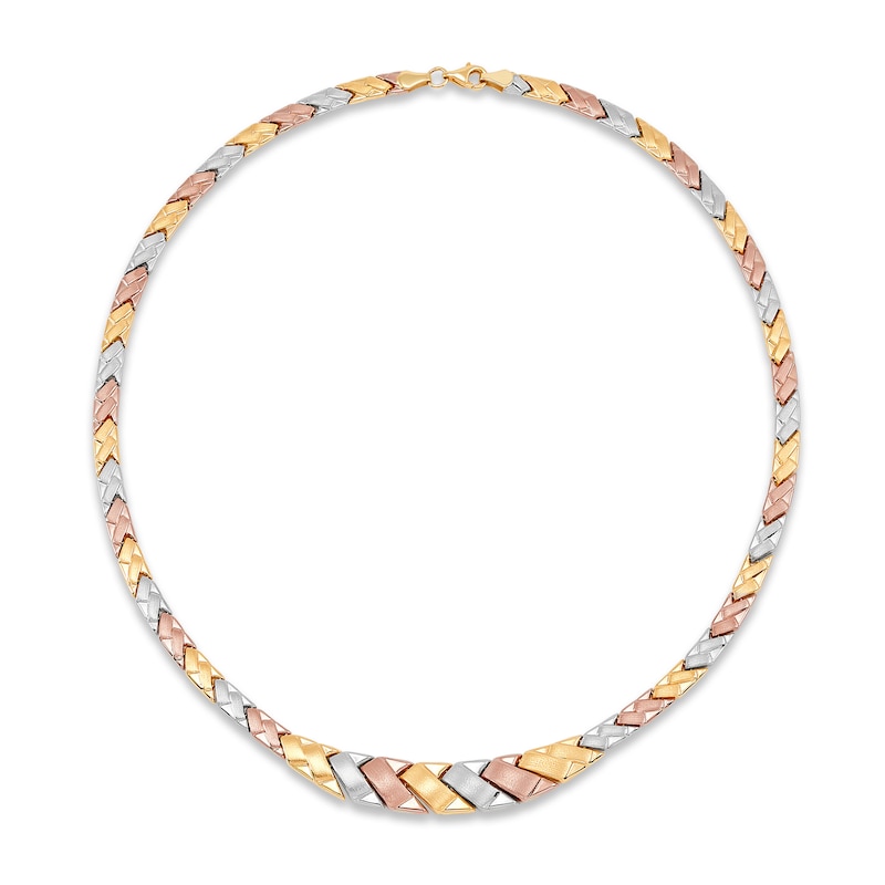 Main Image 1 of Stampato Necklace 10K Tri-Tone Gold 18&quot;