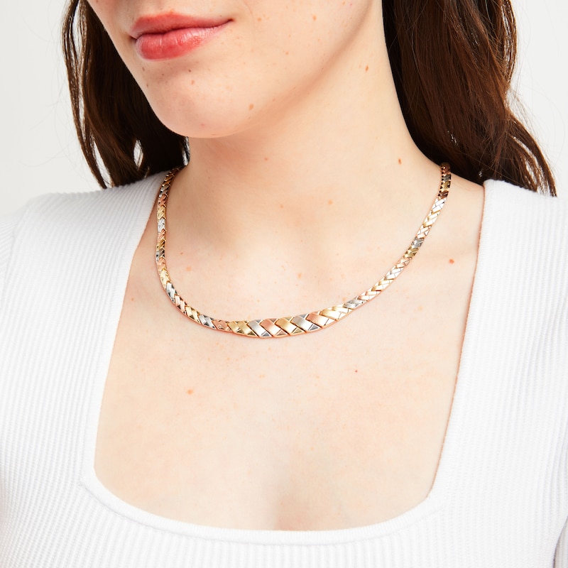Main Image 4 of Stampato Necklace 10K Tri-Tone Gold 18&quot;