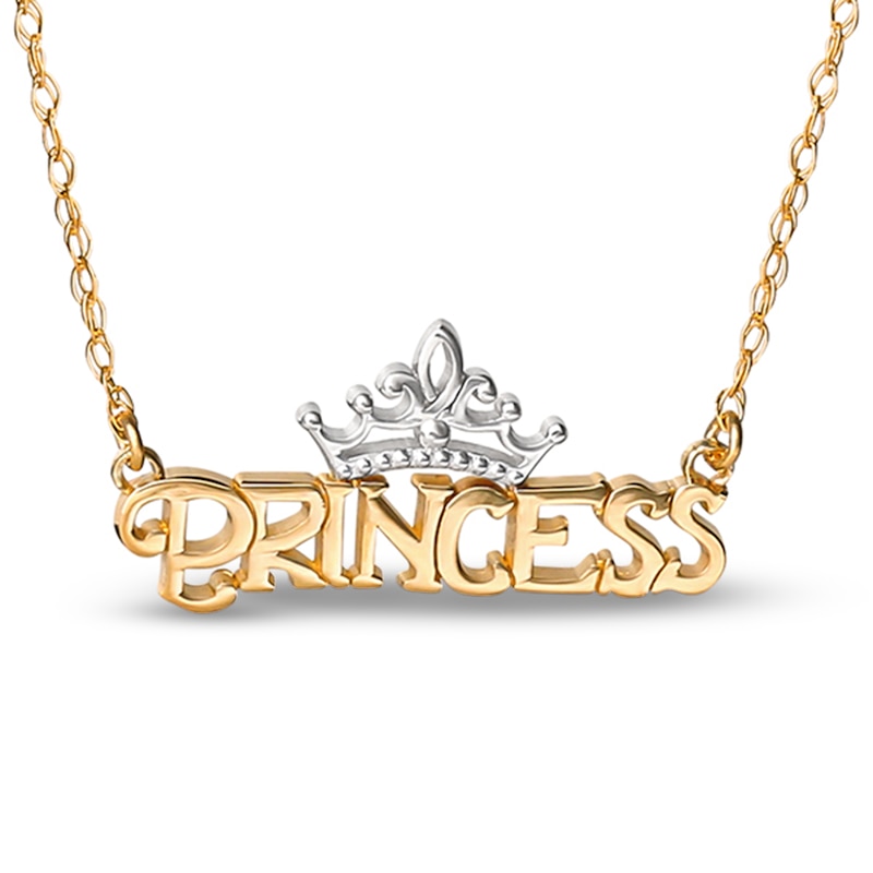 Children's Princess Tiara Necklace 14K Yellow Gold 13" with 360