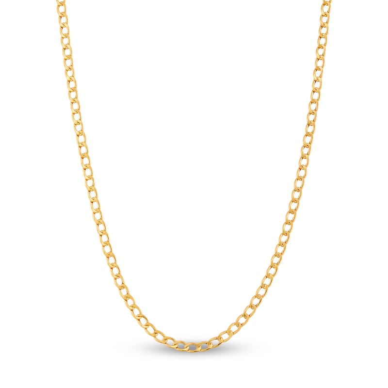 Main Image 1 of Children's Curb Chain Necklace Hollow 14K Yellow Gold 13&quot;