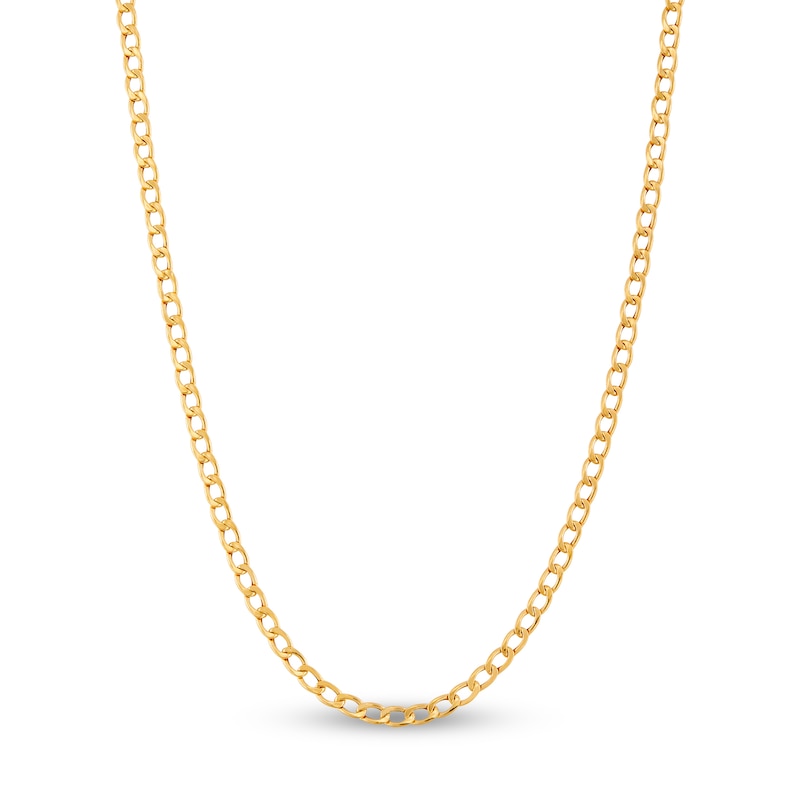 Hollow Children's Curb Chain Necklace 14K Yellow Gold 13"