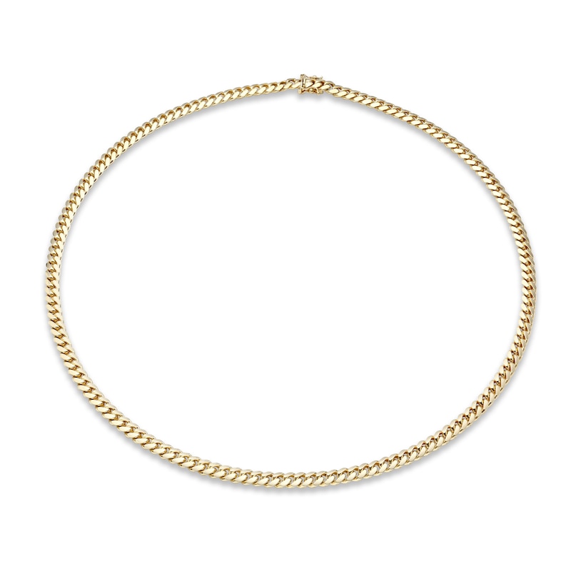 Solid Cuban Chain Necklace 14K Yellow Gold 22"