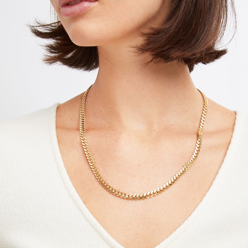 Main Image 4 of Cuban Chain Necklace Solid 14K Yellow Gold 22&quot;
