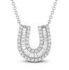Thumbnail Image 1 of Diamond Horseshoe Necklace 1/3 ct tw Round & Baguette 10K White Gold 18&quot;