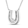 Thumbnail Image 3 of Diamond Horseshoe Necklace 1/3 ct tw Round & Baguette 10K White Gold 18&quot;