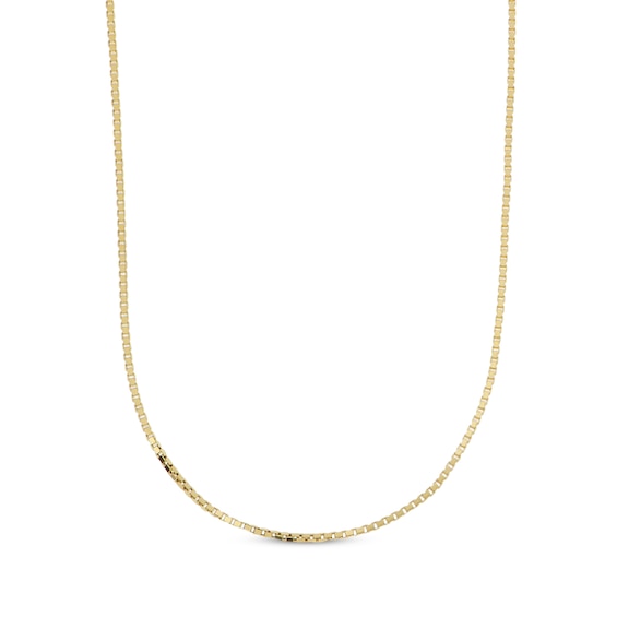 Square Box Chain Necklace Hollow 14K Yellow Gold 18"