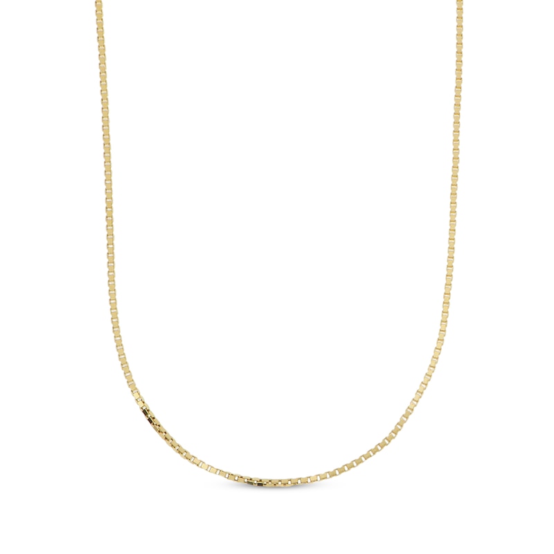Main Image 1 of Square Box Chain Necklace Hollow 14K Yellow Gold 18&quot;