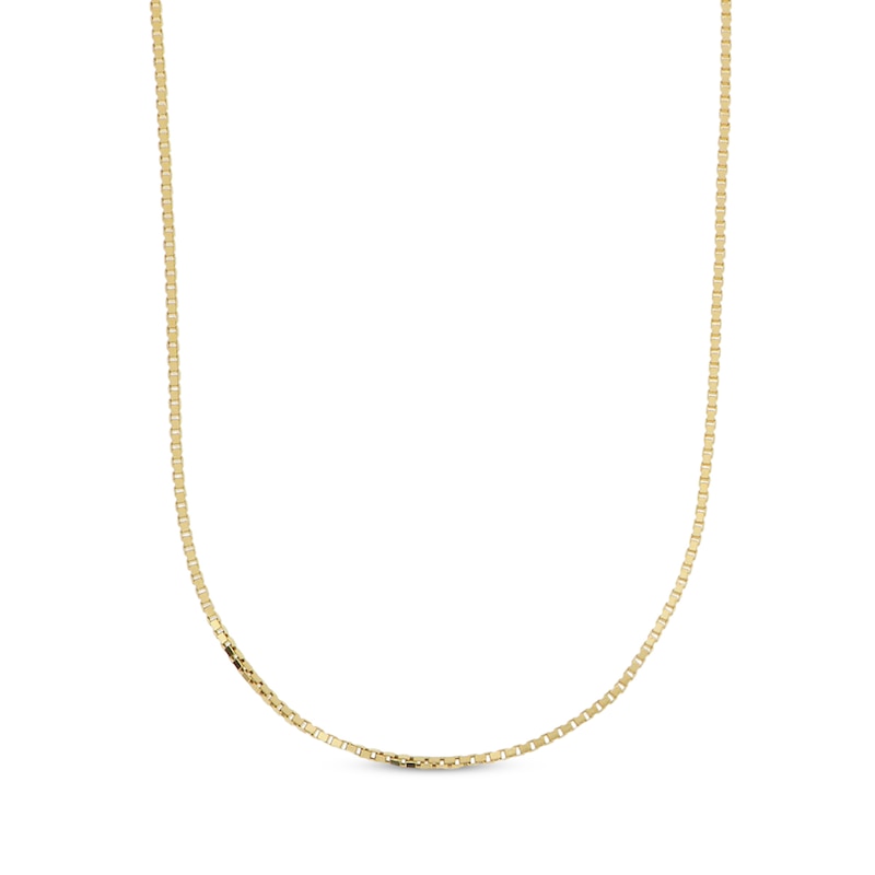 Hollow Square Box Chain Necklace 14K Yellow Gold 18"