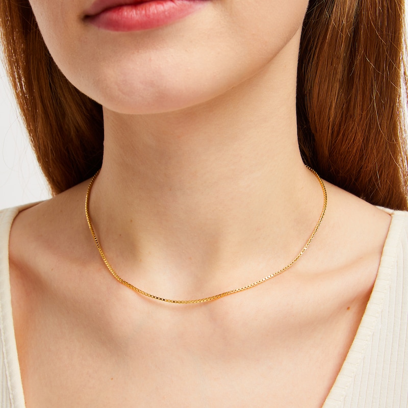 Main Image 3 of Square Box Chain Necklace Hollow 14K Yellow Gold 18&quot;