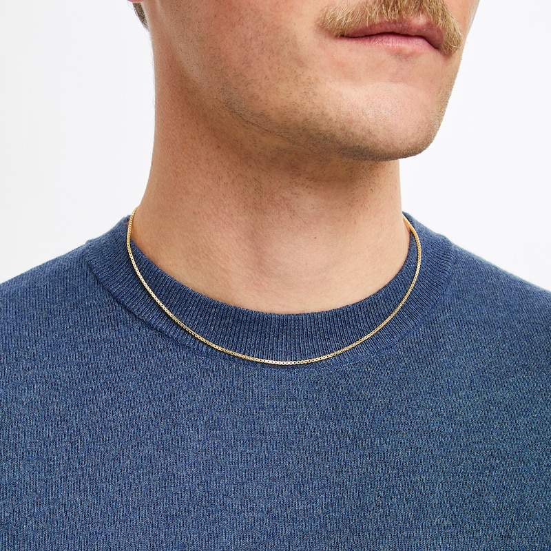 Main Image 4 of Square Box Chain Necklace Hollow 14K Yellow Gold 18&quot;
