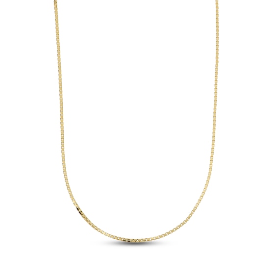 Hollow Square Box Chain Necklace 14K Yellow Gold 20"