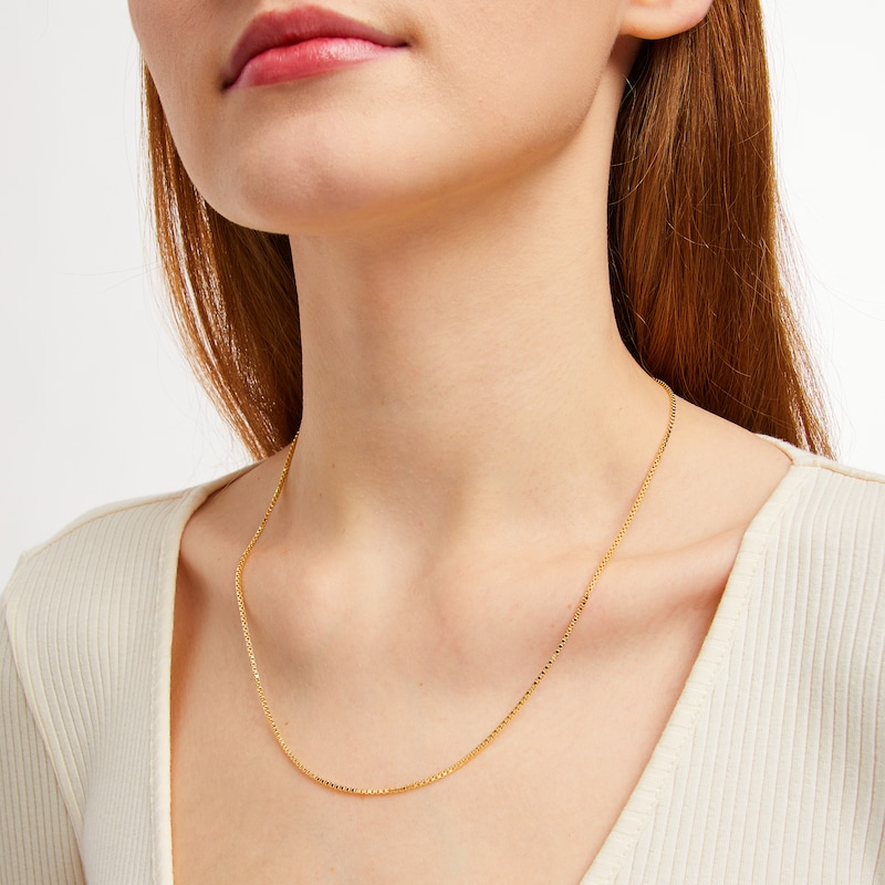 Main Image 3 of Square Box Chain Necklace Hollow 14K Yellow Gold 20&quot;
