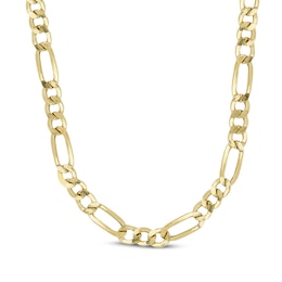 Figaro Chain Necklace Hollow 10K Yellow Gold 24"