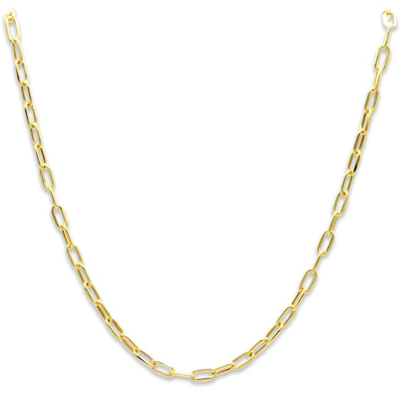 Kay Hollow Paperclip Necklace 10K Yellow Gold 18"