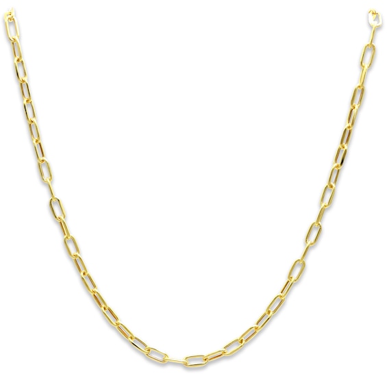 Hollow Paperclip Necklace 10K Yellow Gold 18"