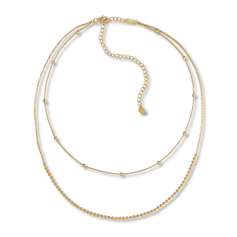 Diamond-cut Layered Necklace 14K Yellow Gold 16