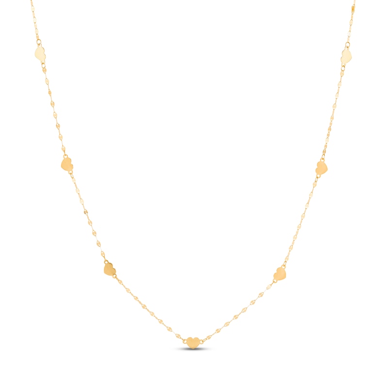 Heart Mirror Necklace 10K Yellow Gold 18"