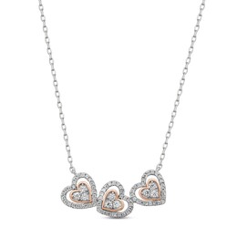Diamond Three-Heart Necklace 1/3 ct tw Round-cut 10K Two-Tone Gold 18"