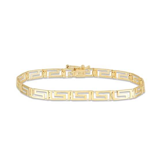 Diamond-Cut Greek Key Bracelet 14K Yellow Gold 7.25"