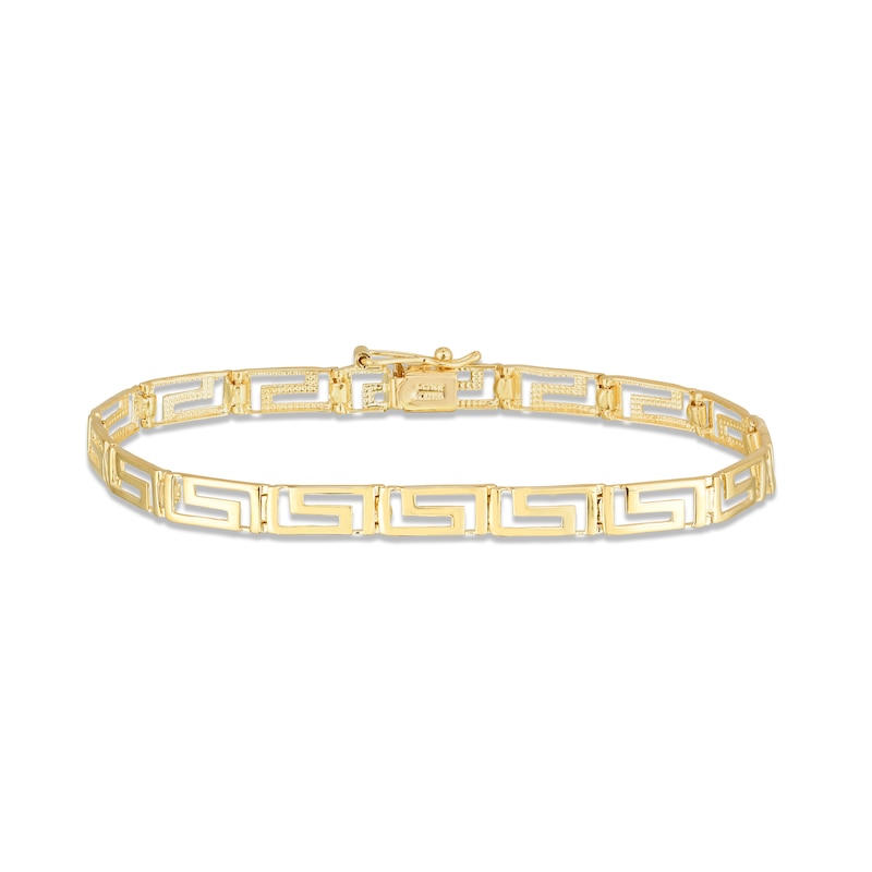 Main Image 1 of Diamond-Cut Greek Key Bracelet 14K Yellow Gold 7.25&quot;