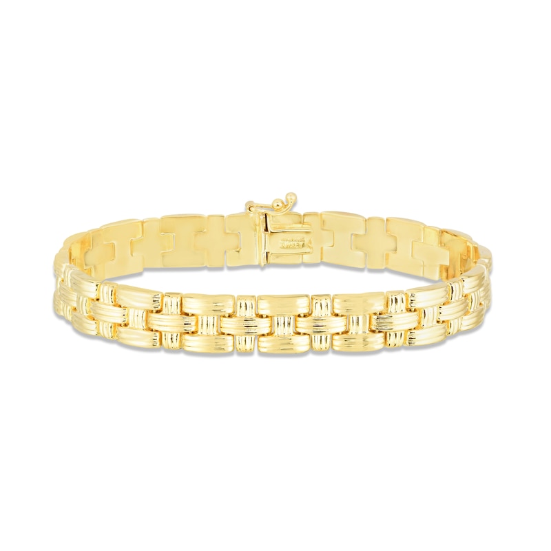 Diamond-Cut Basketweave Bracelet 14K Yellow Gold 7.25"