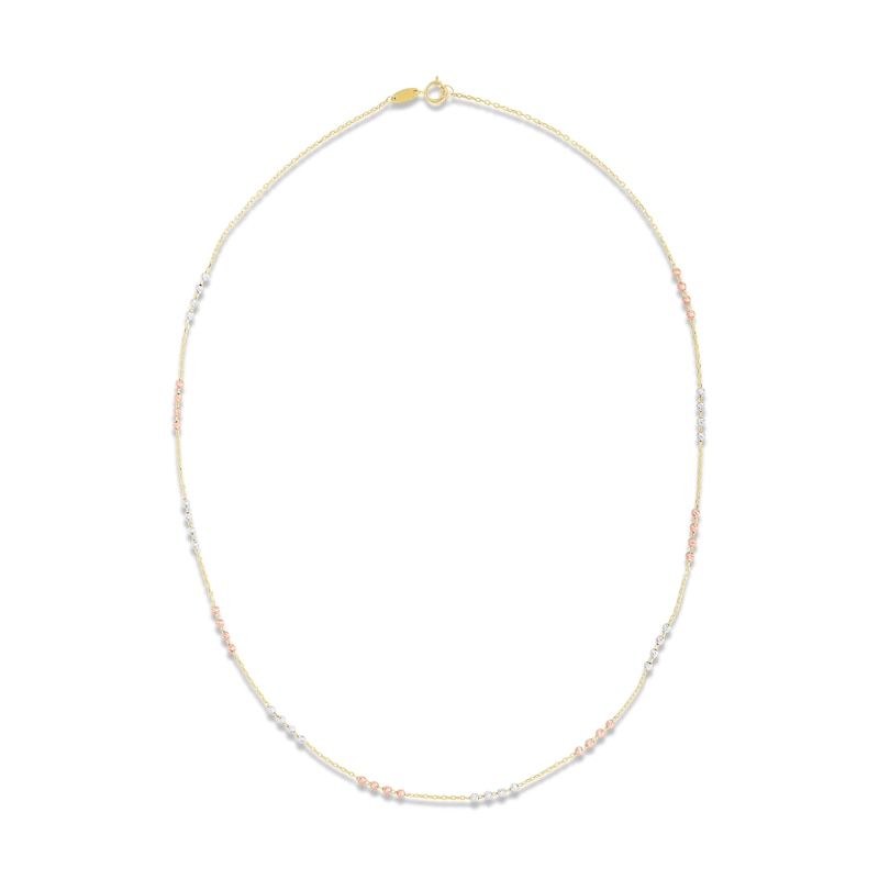Main Image 2 of Diamond-Cut Bead Necklace 14K Tri-Tone Gold 17&quot;