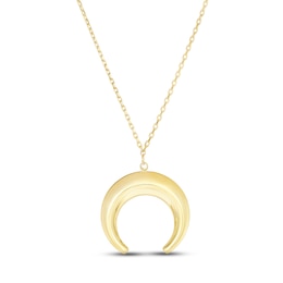 Crescent Moon Necklace 14K Yellow Gold 17"