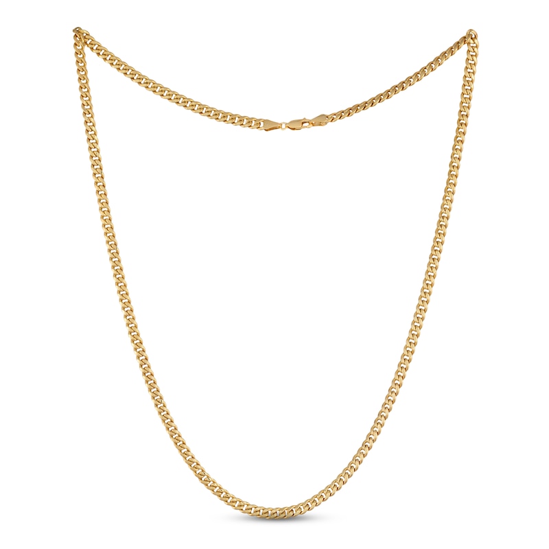 Solid Cuban Chain Necklace 14K Yellow Gold 20"